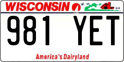 WI license plate 981YET