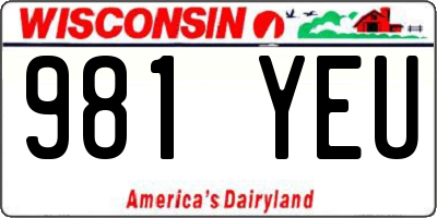 WI license plate 981YEU