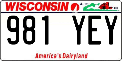 WI license plate 981YEY