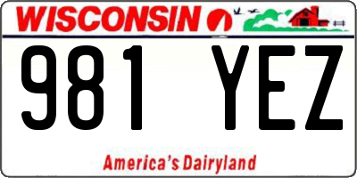 WI license plate 981YEZ