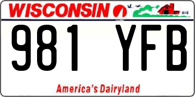 WI license plate 981YFB