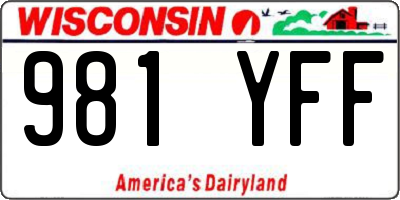WI license plate 981YFF