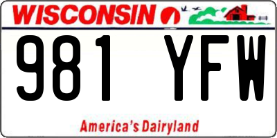 WI license plate 981YFW