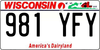 WI license plate 981YFY