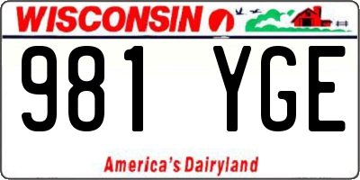 WI license plate 981YGE