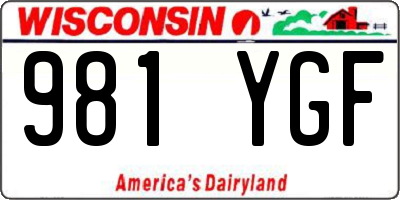 WI license plate 981YGF