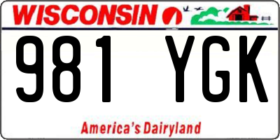 WI license plate 981YGK