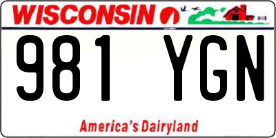 WI license plate 981YGN
