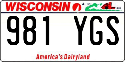 WI license plate 981YGS