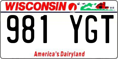 WI license plate 981YGT