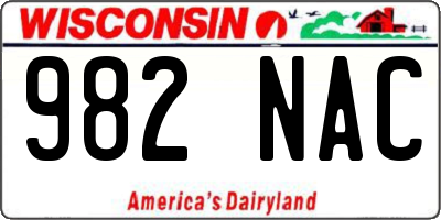 WI license plate 982NAC