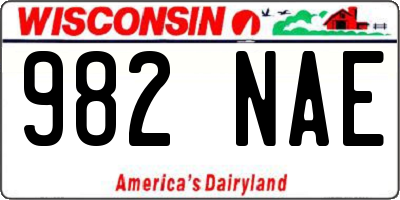 WI license plate 982NAE