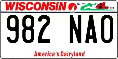 WI license plate 982NAO