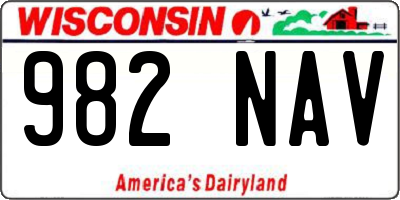 WI license plate 982NAV