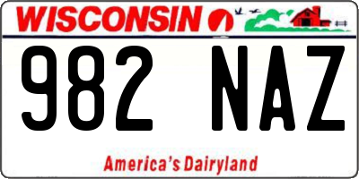WI license plate 982NAZ