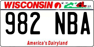 WI license plate 982NBA