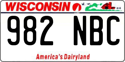 WI license plate 982NBC