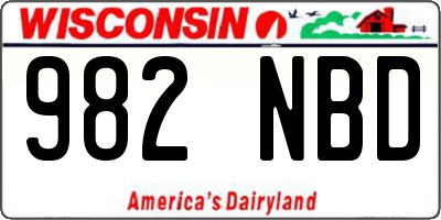 WI license plate 982NBD