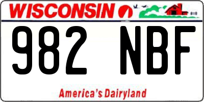 WI license plate 982NBF