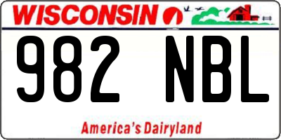 WI license plate 982NBL
