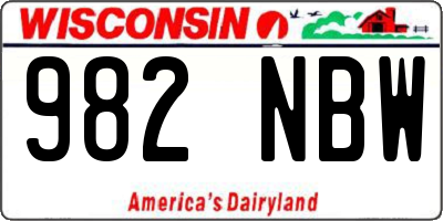 WI license plate 982NBW