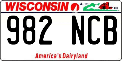 WI license plate 982NCB