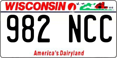 WI license plate 982NCC