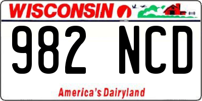 WI license plate 982NCD