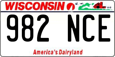WI license plate 982NCE