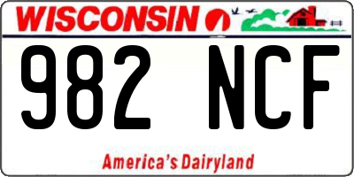 WI license plate 982NCF