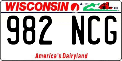 WI license plate 982NCG