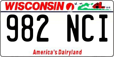 WI license plate 982NCI
