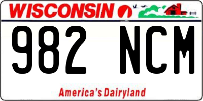 WI license plate 982NCM