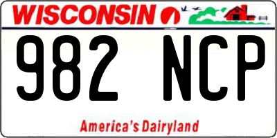 WI license plate 982NCP