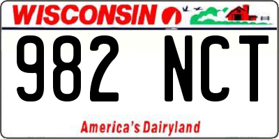 WI license plate 982NCT