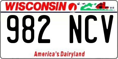 WI license plate 982NCV