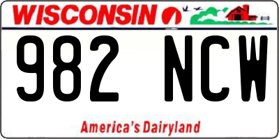WI license plate 982NCW