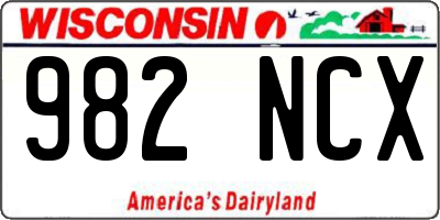 WI license plate 982NCX