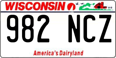 WI license plate 982NCZ