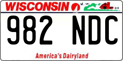 WI license plate 982NDC