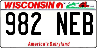 WI license plate 982NEB