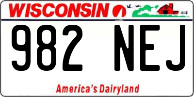 WI license plate 982NEJ
