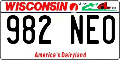 WI license plate 982NEO
