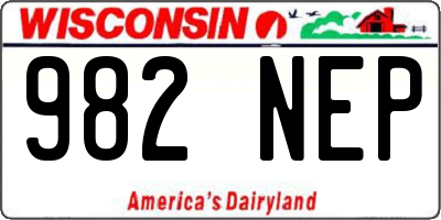 WI license plate 982NEP