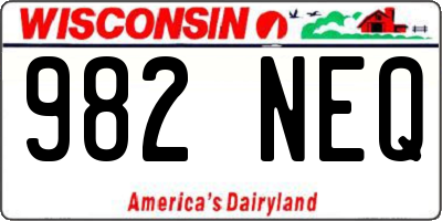 WI license plate 982NEQ