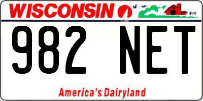 WI license plate 982NET