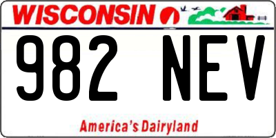 WI license plate 982NEV