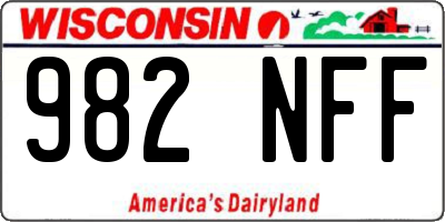 WI license plate 982NFF