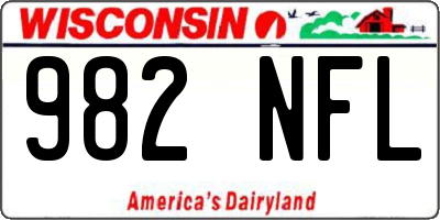 WI license plate 982NFL