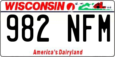 WI license plate 982NFM